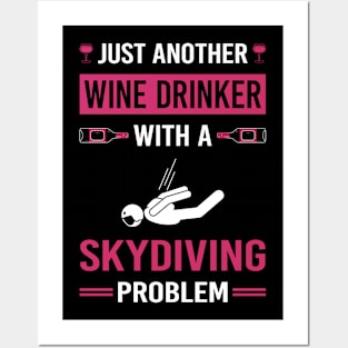 Wine Drinker Skydiving Skydive Skydiver Posters and Art